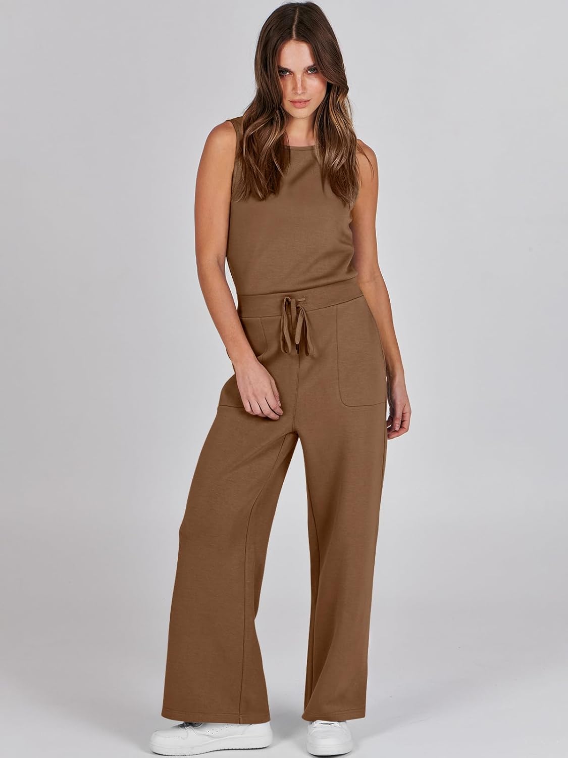 Womens Jumpsuits 2025 Casual Summer Dressy Romper Sleeveless Wide Leg Long Pants Outfits Fashion Travel Clothes