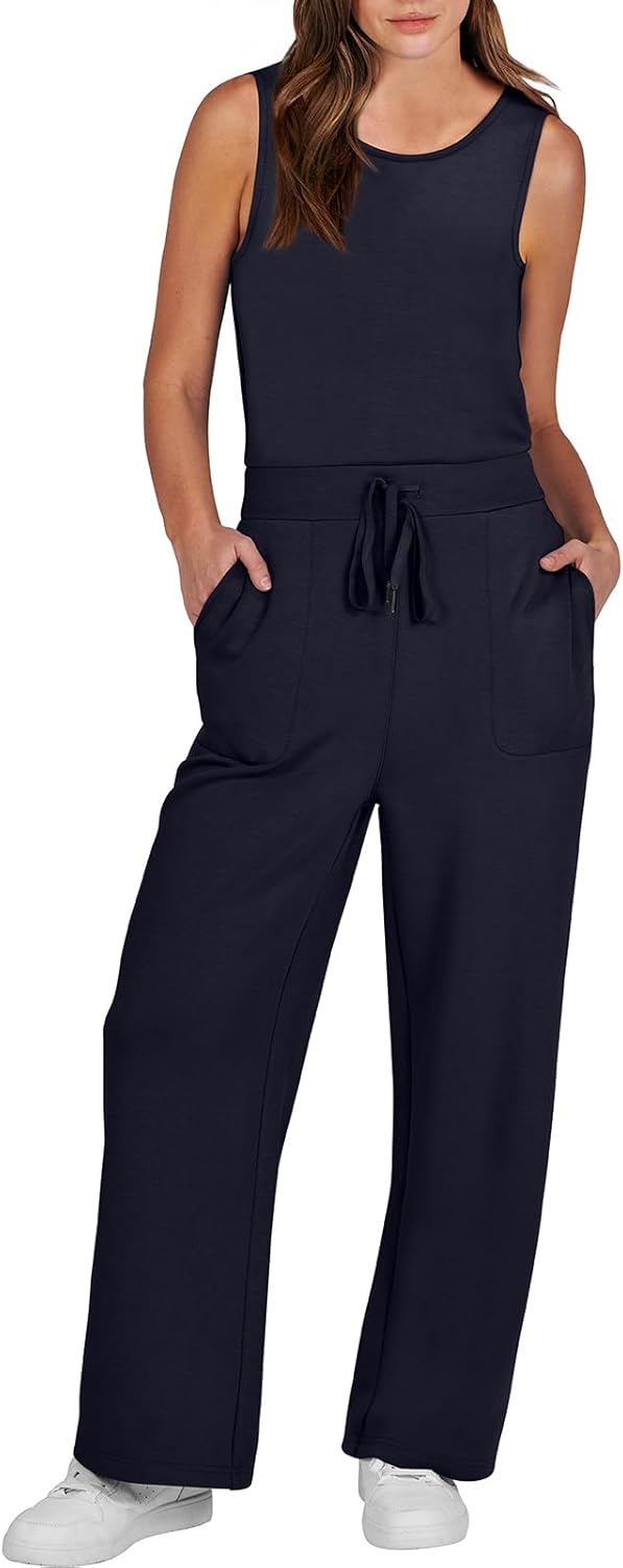 Womens Jumpsuits 2025 Casual Summer Dressy Romper Sleeveless Wide Leg Long Pants Outfits Fashion Travel Clothes