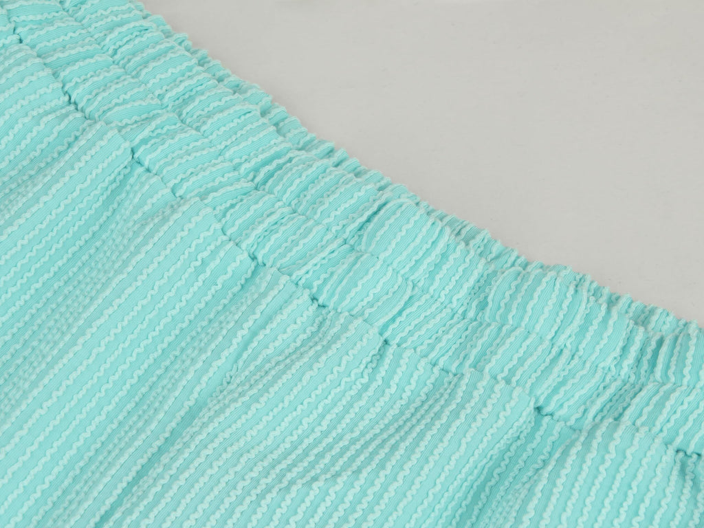 Women's Pocket Casual Short Sleeve T-shirt & Elastic Waist Shorts, Ribbed 2 Piece Sets