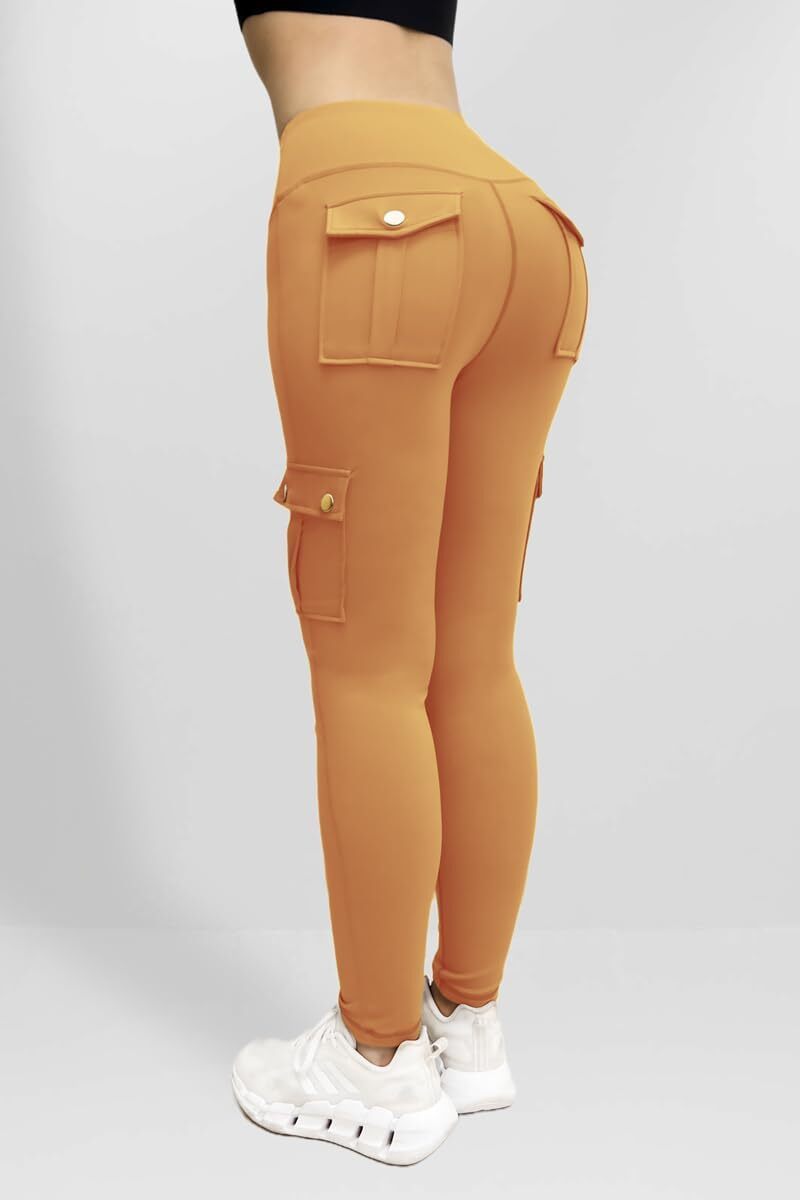Cargo Leggings with Pockets for Women, Gym Workout Scrunch Butt Lifting Tummy Control High Waisted Womens Yoga Pants