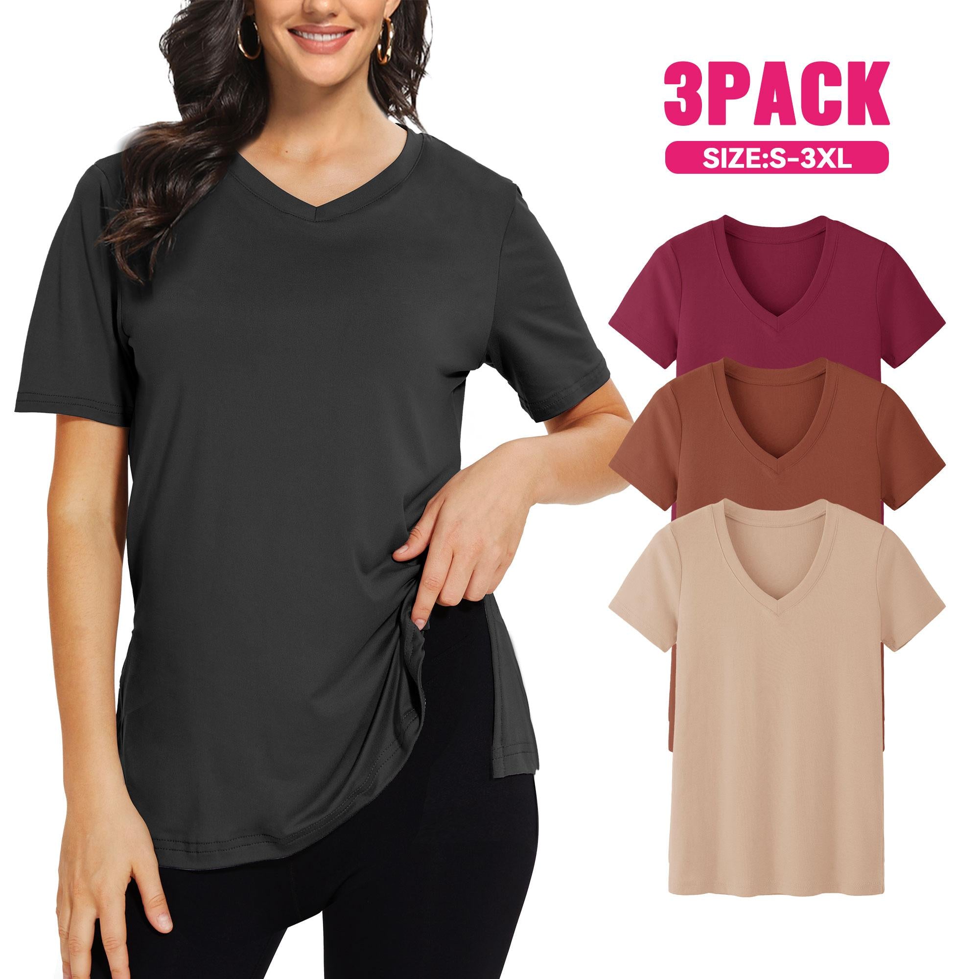Womens 10 Pack T-Shirts Basic Short Sleeve V Neck Tops - Plus Size Fashion Loose Fit Lightweight Casual Summer Clothes Lady Comfort