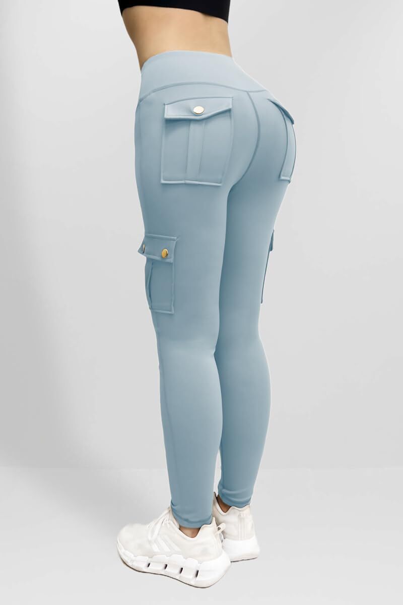 Cargo Leggings with Pockets for Women, Gym Workout Scrunch Butt Lifting Tummy Control High Waisted Womens Yoga Pants