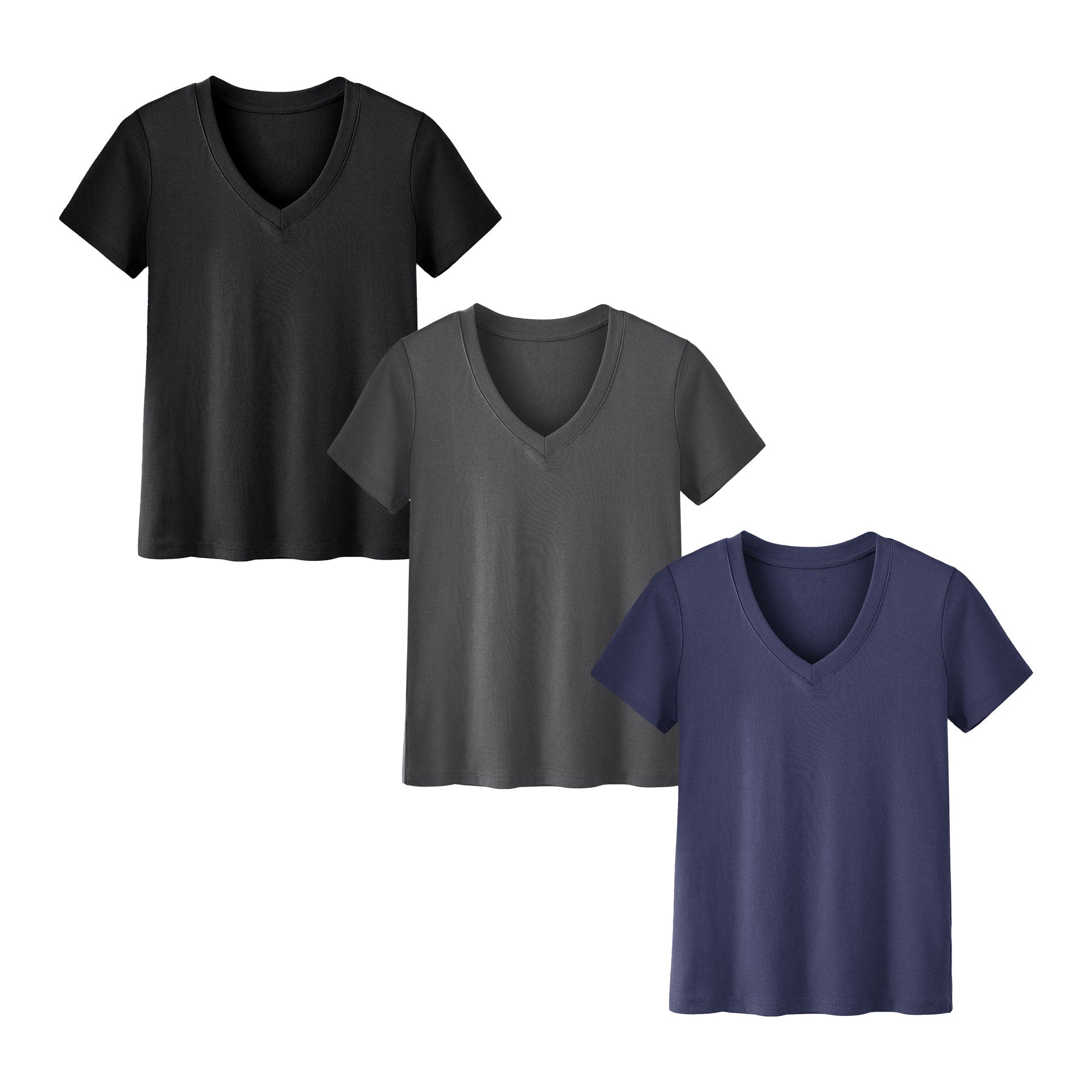 Womens 10 Pack T-Shirts Basic Short Sleeve V Neck Tops - Plus Size Fashion Loose Fit Lightweight Casual Summer Clothes Lady Comfort