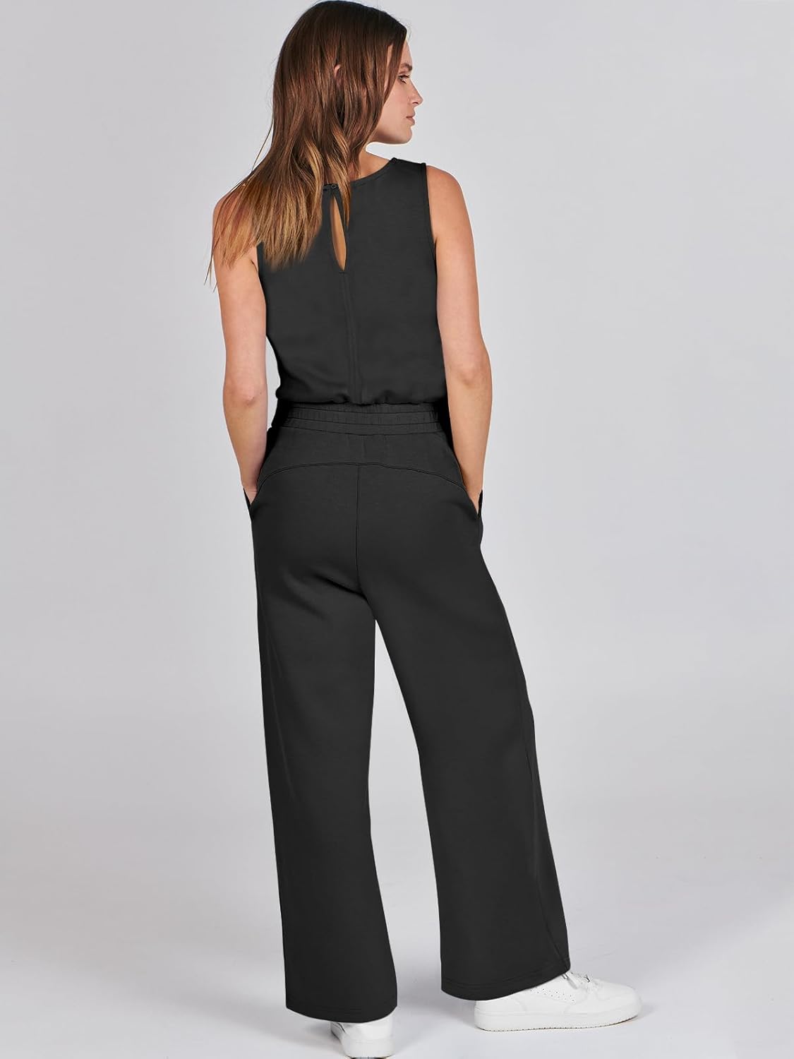 Womens Jumpsuits 2025 Casual Summer Dressy Romper Sleeveless Wide Leg Long Pants Outfits Fashion Travel Clothes