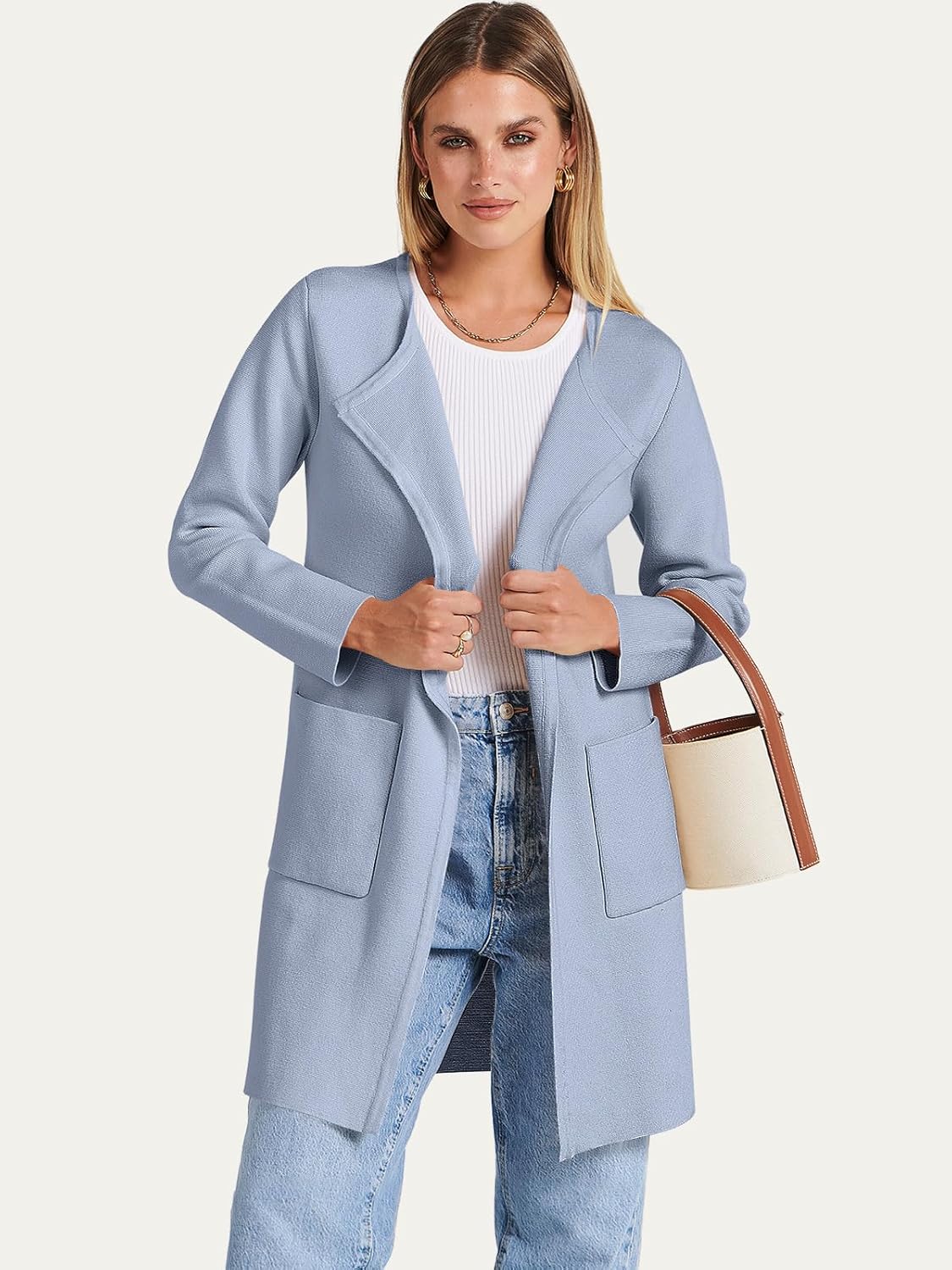 Women's Open Front Knit Lightweight Cardigan Casual Long Coatigan Sweater Lady Jacket Coat 2025 Fall Outerwear