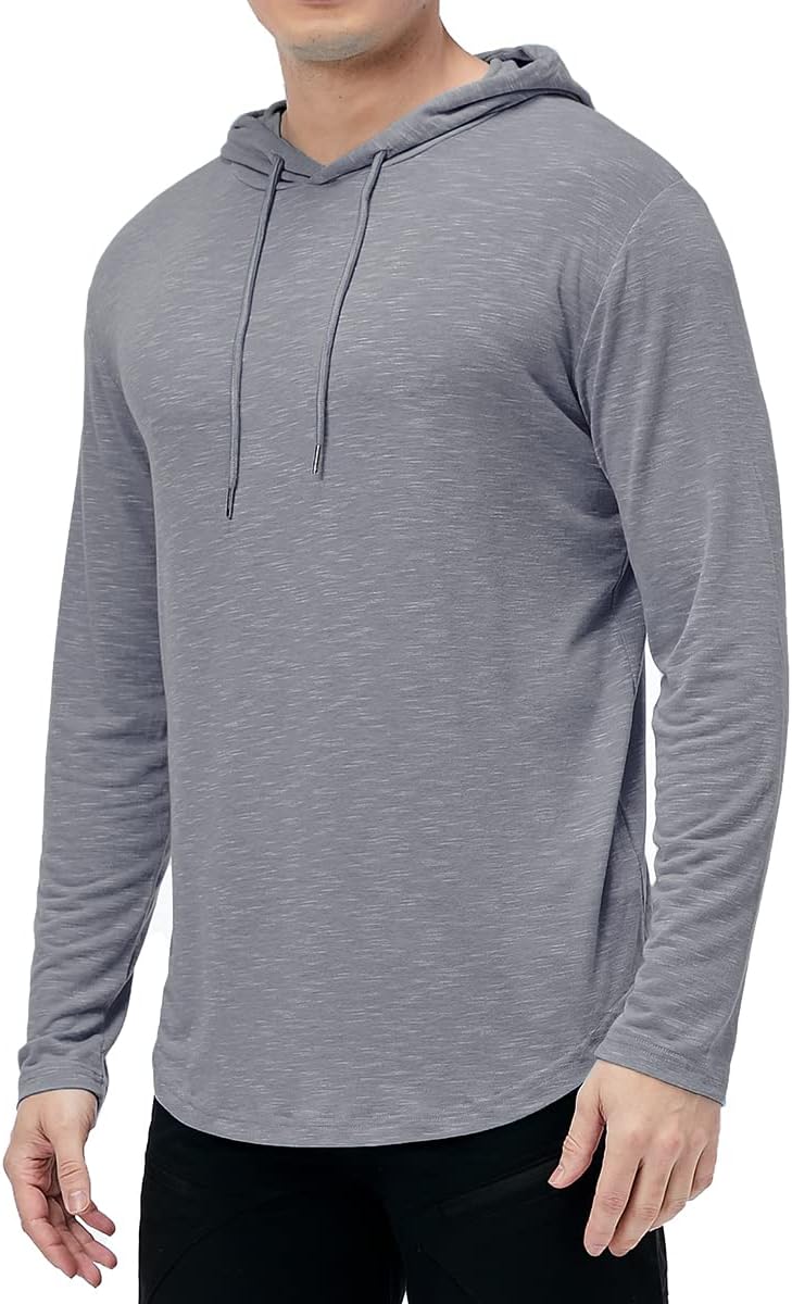 MANSDOUR Men's Athletic Hooded Shirts Long Sleeve Workout Sport Hoodie Casual Running T Shirt Quick Dry Pullover Top