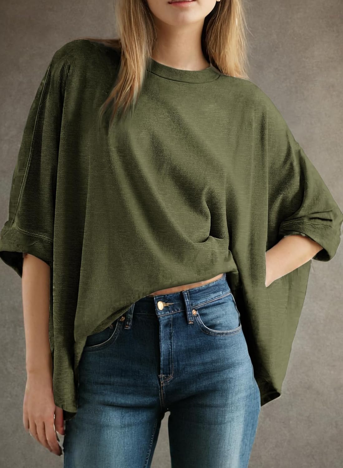 Dokotoo Summer Shirts 2025 Womens Solid T Shirts for Women Loose Oversized Tops Basic Tee