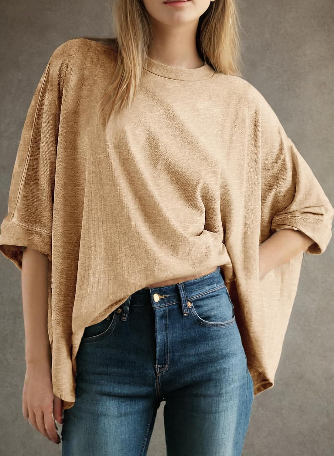 Dokotoo Summer Shirts 2025 Womens Solid T Shirts for Women Loose Oversized Tops Basic Tee
