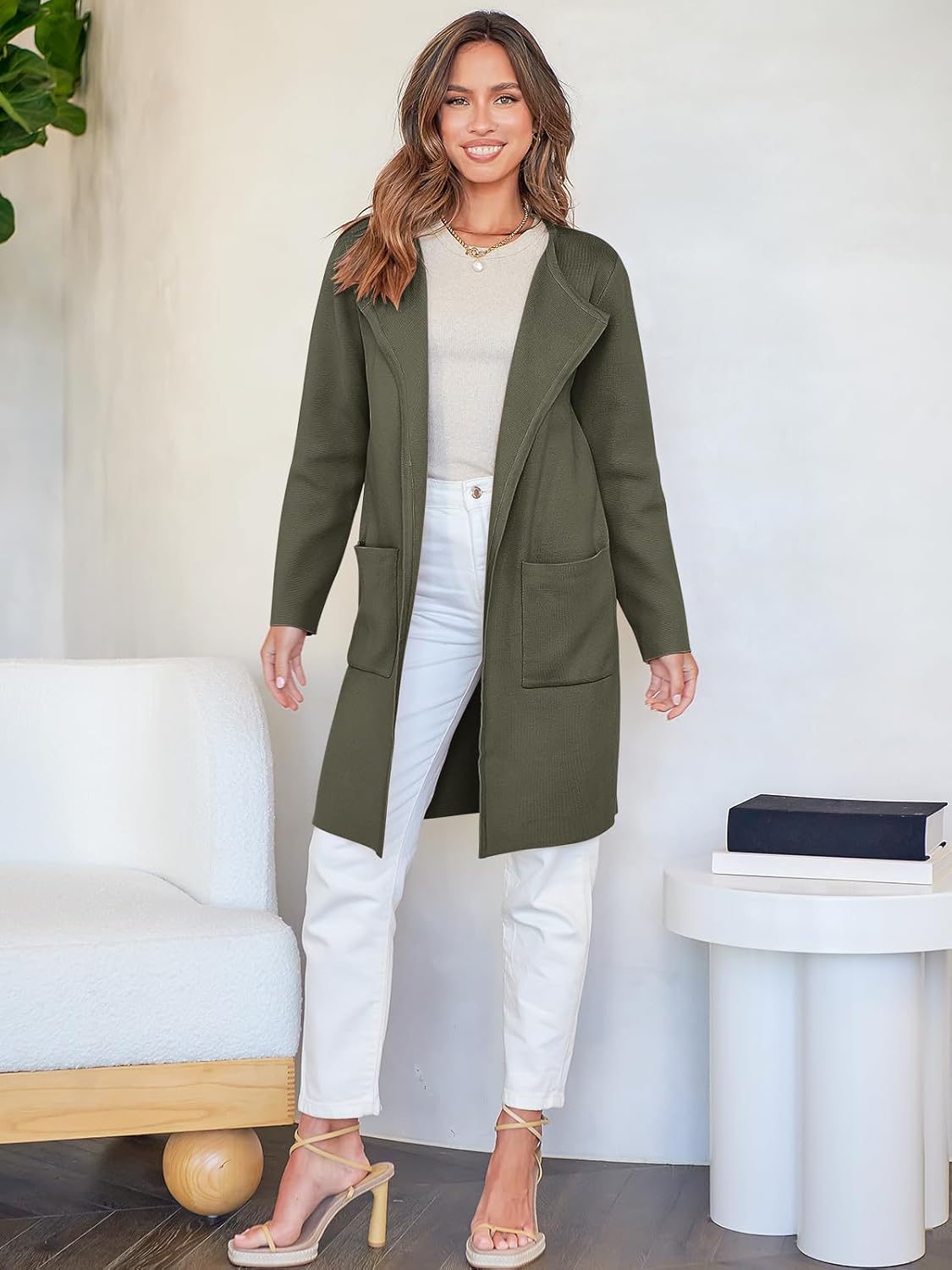 Women's Open Front Knit Lightweight Cardigan Casual Long Coatigan Sweater Lady Jacket Coat 2024 Fall Outerwear