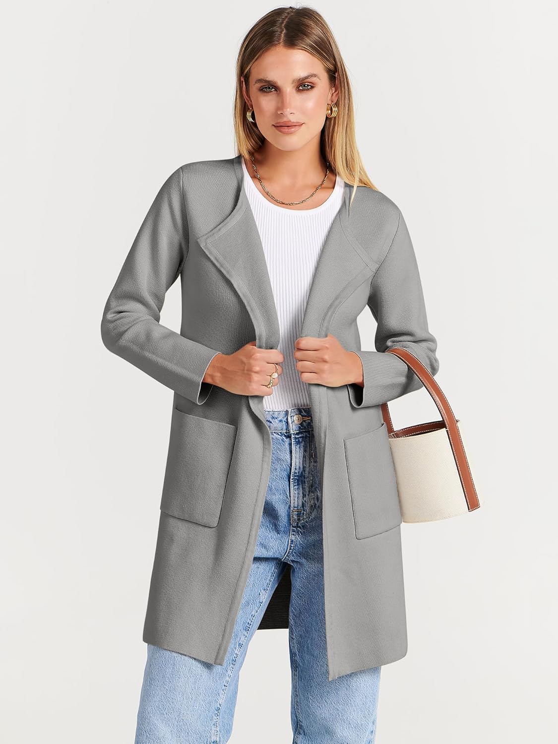 Women's Open Front Knit Lightweight Cardigan Casual Long Coatigan Sweater Lady Jacket Coat 2025 Fall Outerwear