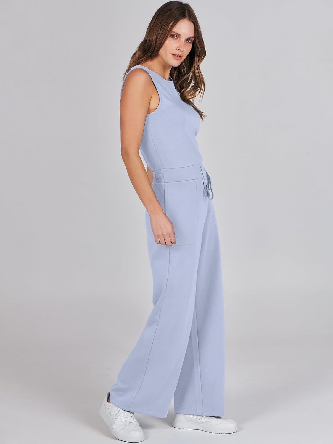 Womens Jumpsuits 2025 Casual Summer Dressy Romper Sleeveless Wide Leg Long Pants Outfits Fashion Travel Clothes