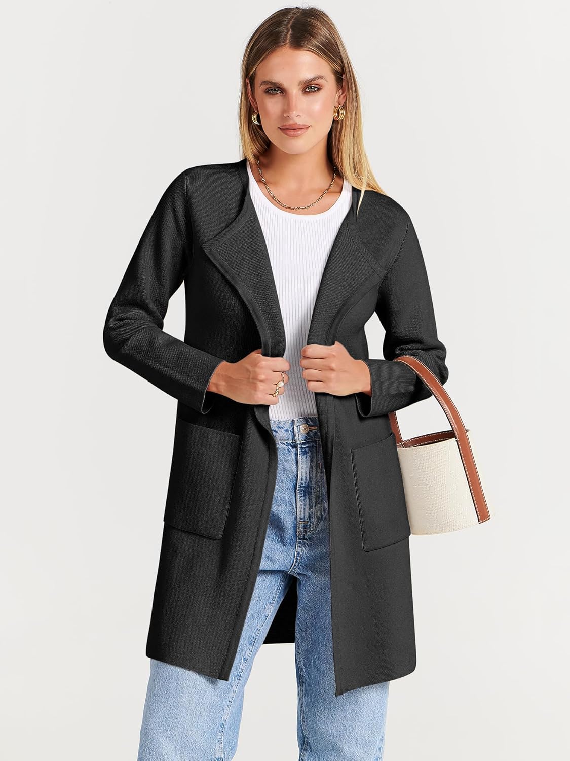 Women's Open Front Knit Lightweight Cardigan Casual Long Coatigan Sweater Lady Jacket Coat 2025 Fall Outerwear