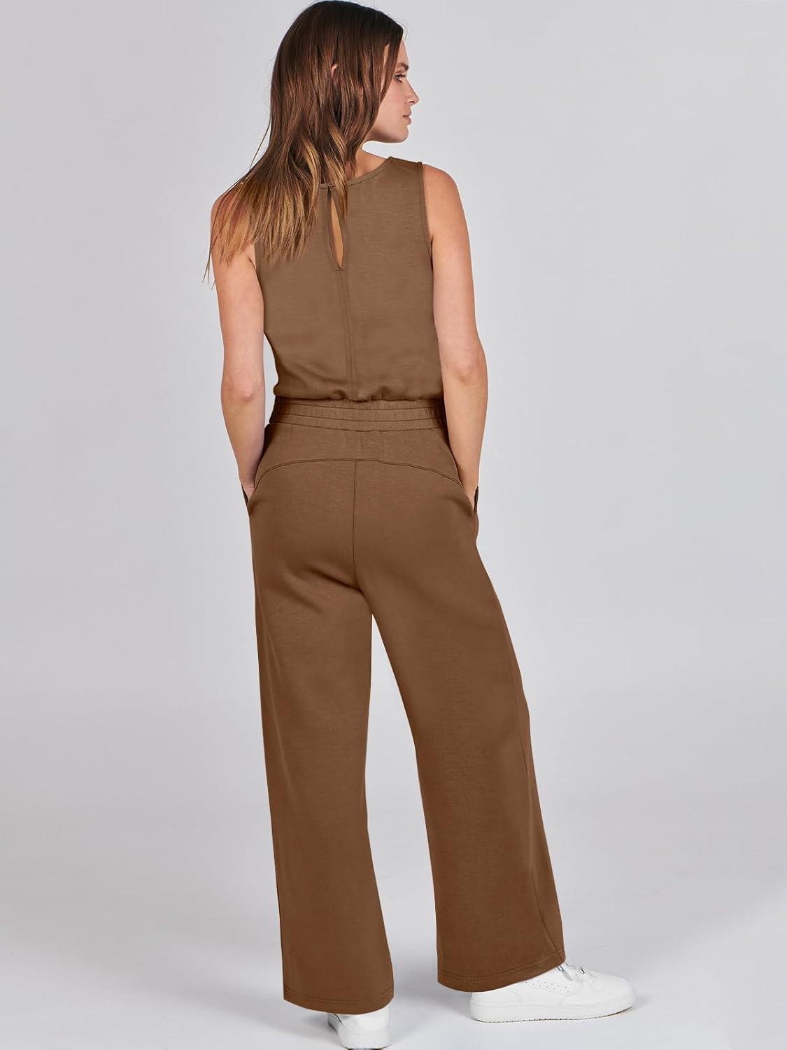 Womens Jumpsuits 2025 Casual Summer Dressy Romper Sleeveless Wide Leg Long Pants Outfits Fashion Travel Clothes