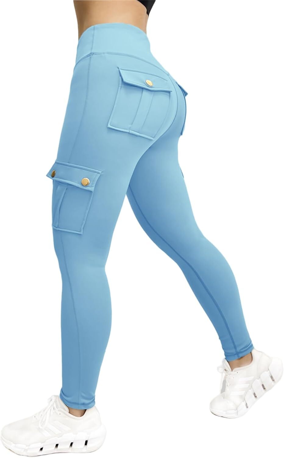 Cargo Leggings with Pockets for Women, Gym Workout Scrunch Butt Lifting Tummy Control High Waisted Womens Yoga Pants