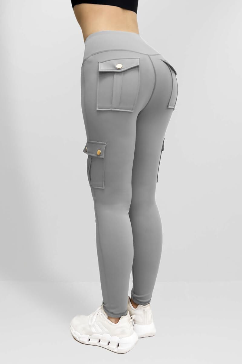 Cargo Leggings with Pockets for Women, Gym Workout Scrunch Butt Lifting Tummy Control High Waisted Womens Yoga Pants