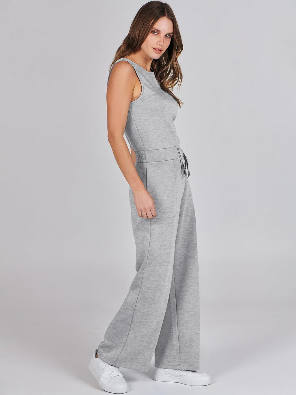 Womens Jumpsuits 2025 Casual Summer Dressy Romper Sleeveless Wide Leg Long Pants Outfits Fashion Travel Clothes