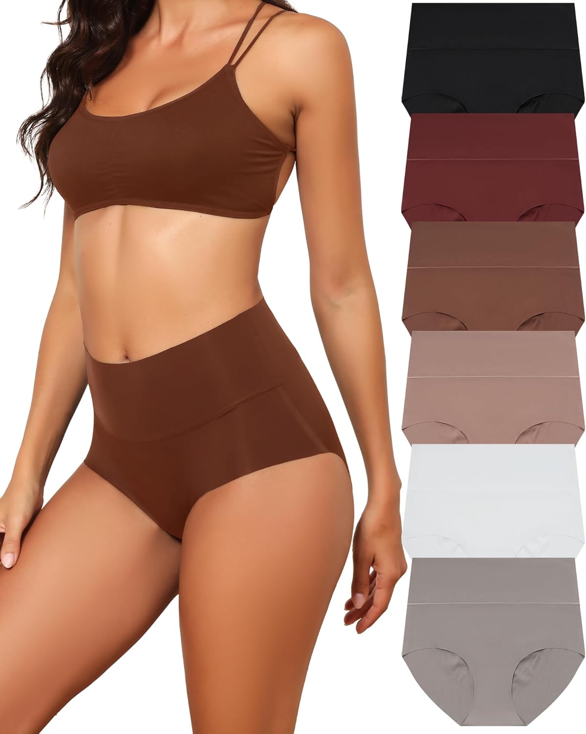 Women's High Waist Seamless Underwear Full Coverage Brief No Show Panties Sexy Comfortable Pantie Multi Pack L-8XL