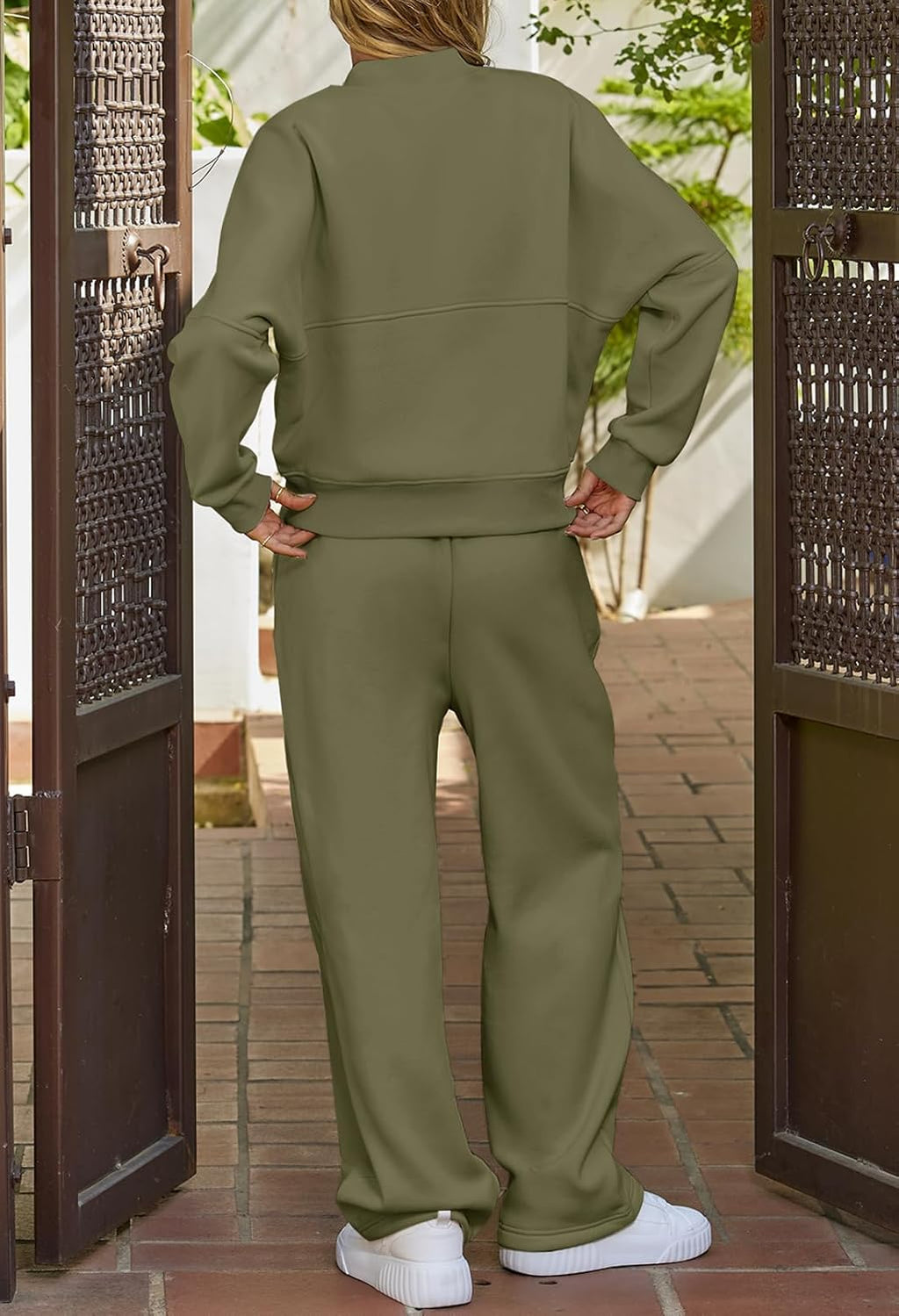 Christmas Deals Women's Fall 2 Piece Sweatsuits Set Long Sleeve Zip Up Sweatshirt Wide Leg Sweatpants Lounge Sets