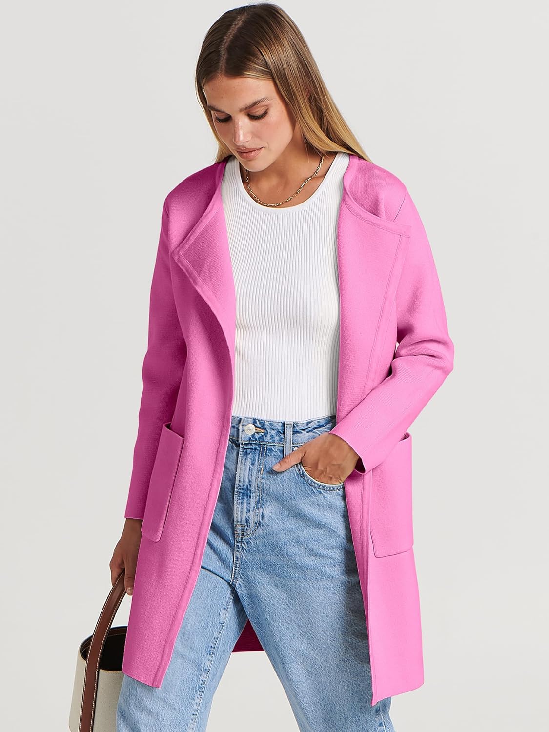 Women's Open Front Knit Lightweight Cardigan Casual Long Coatigan Sweater Lady Jacket Coat 2025 Fall Outerwear