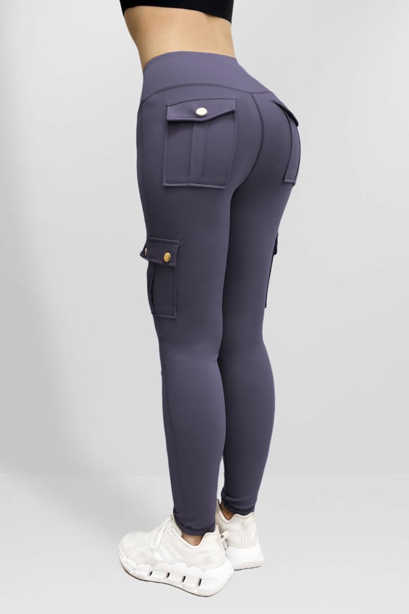 Cargo Leggings with Pockets for Women, Gym Workout Scrunch Butt Lifting Tummy Control High Waisted Womens Yoga Pants