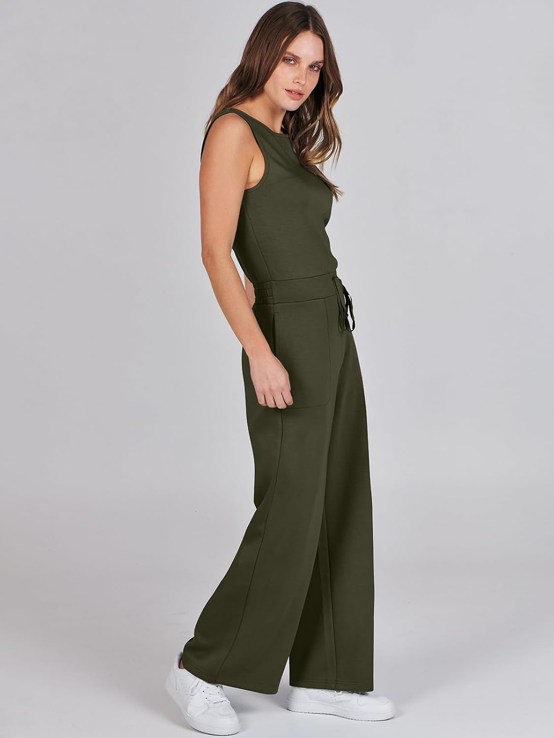 Womens Jumpsuits 2025 Casual Summer Dressy Romper Sleeveless Wide Leg Long Pants Outfits Fashion Travel Clothes