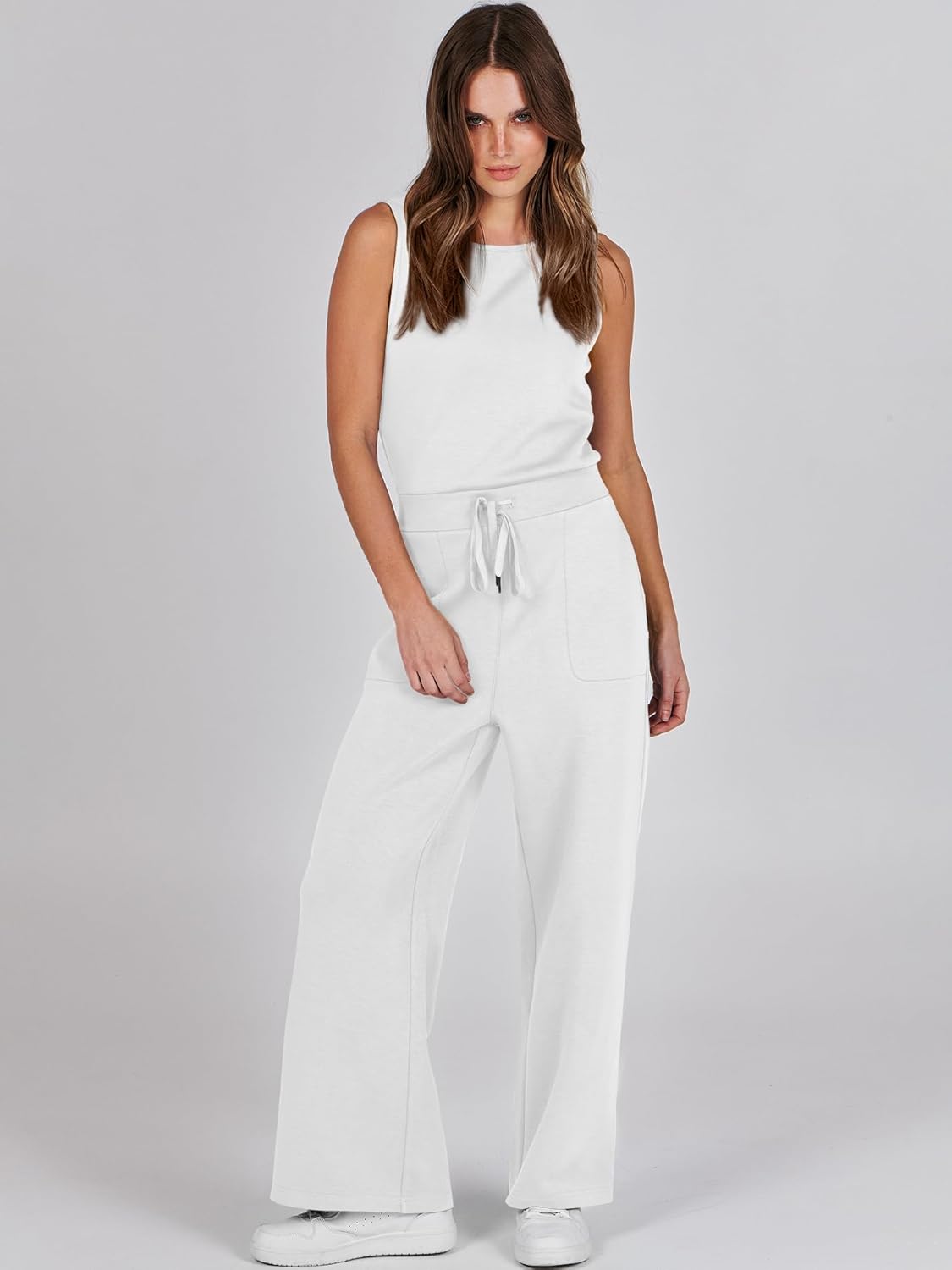 Womens Jumpsuits 2025 Casual Summer Dressy Romper Sleeveless Wide Leg Long Pants Outfits Fashion Travel Clothes