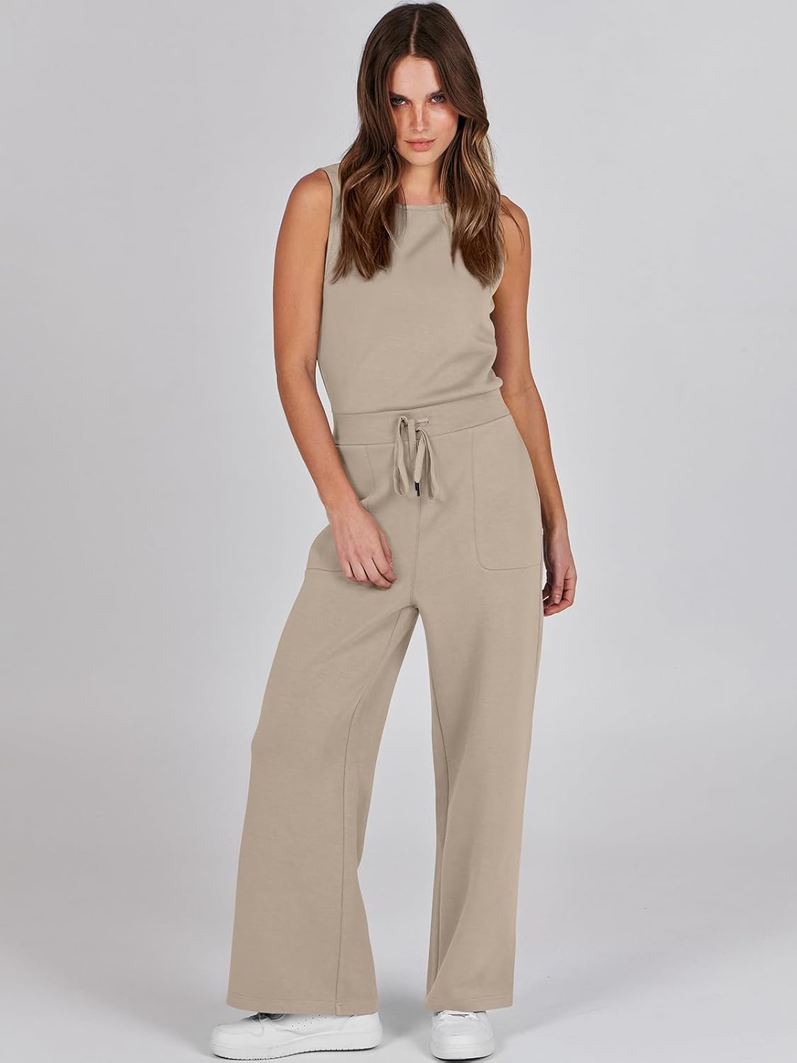 Womens Jumpsuits 2025 Casual Summer Dressy Romper Sleeveless Wide Leg Long Pants Outfits Fashion Travel Clothes