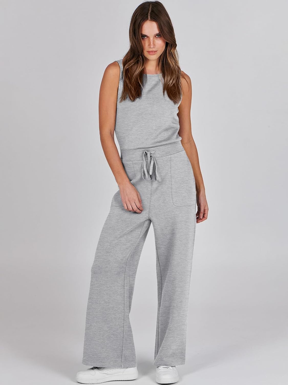 Womens Jumpsuits 2025 Casual Summer Dressy Romper Sleeveless Wide Leg Long Pants Outfits Fashion Travel Clothes