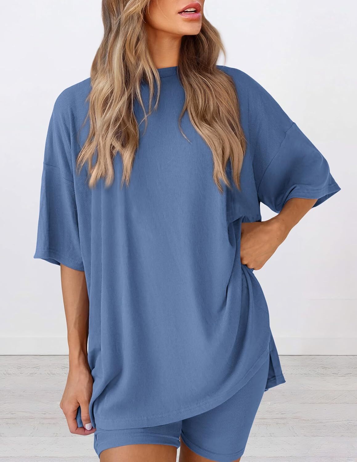 Women's Oversized Casual T-Shirt Shorts Suit Stretch Two-Piece Set