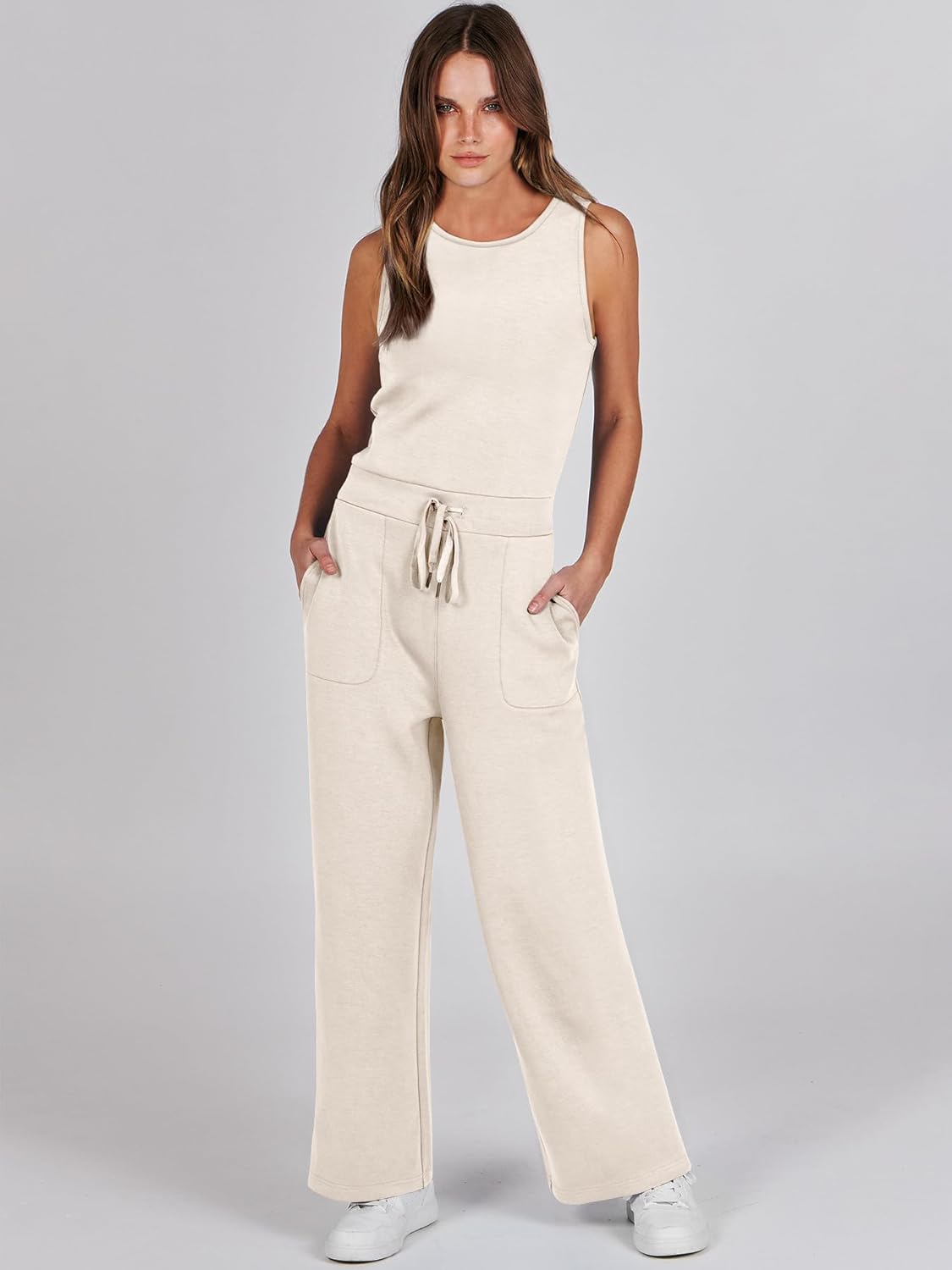 Womens Jumpsuits 2025 Casual Summer Dressy Romper Sleeveless Wide Leg Long Pants Outfits Fashion Travel Clothes