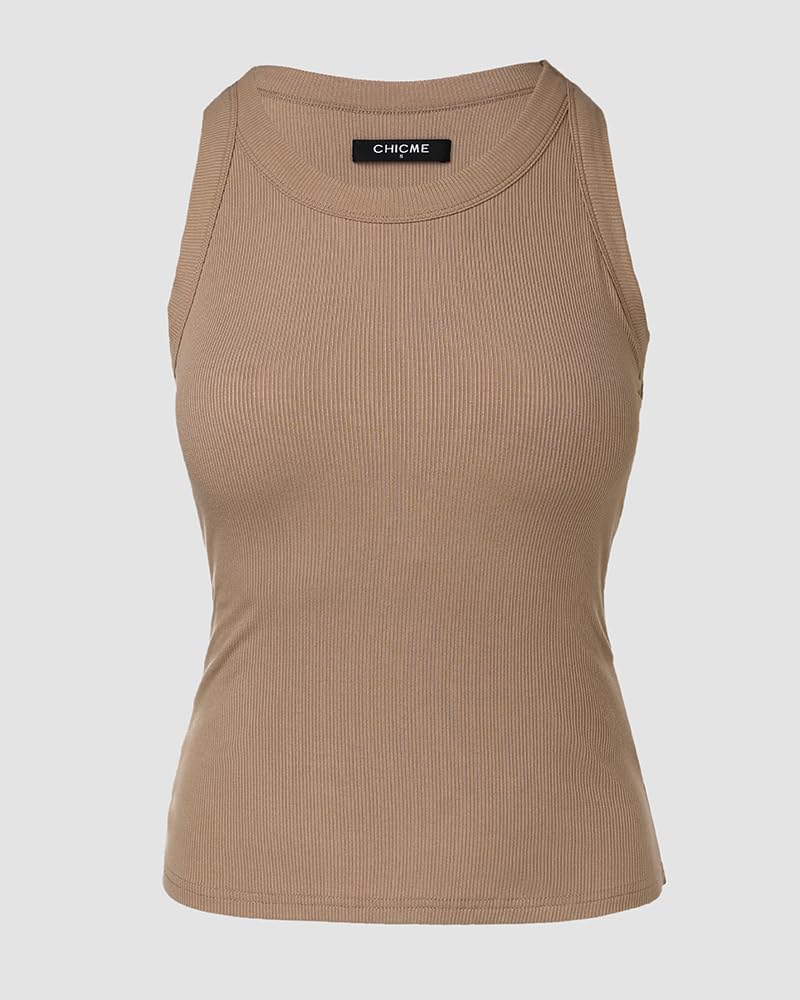 Women Built in Bra Ribbed Tank Tops Sleeveless Casual Tops