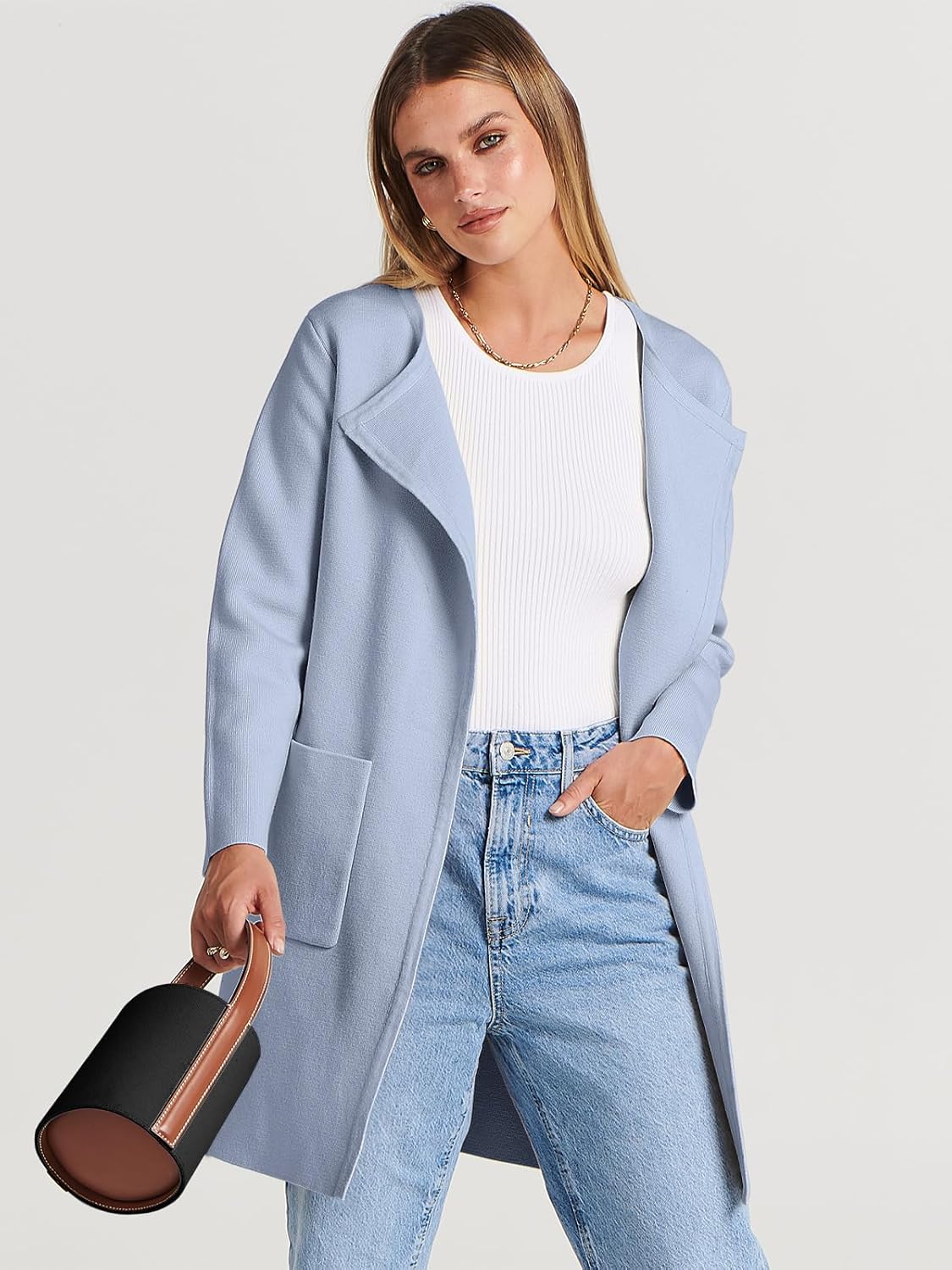 Women's Open Front Knit Lightweight Cardigan Casual Long Coatigan Sweater Lady Jacket Coat 2025 Fall Outerwear