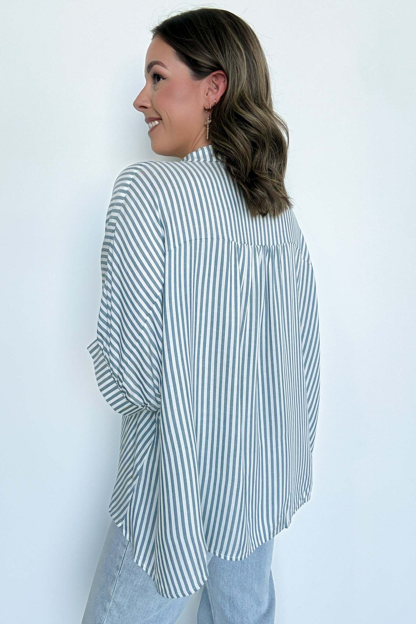 JoJo Striped Button Down Relaxed Top - BACK IN STOCK