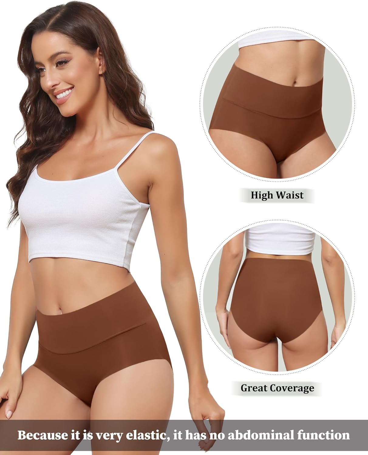 Women's High Waist Seamless Underwear Full Coverage Brief No Show Panties Sexy Comfortable Pantie Multi Pack L-8XL