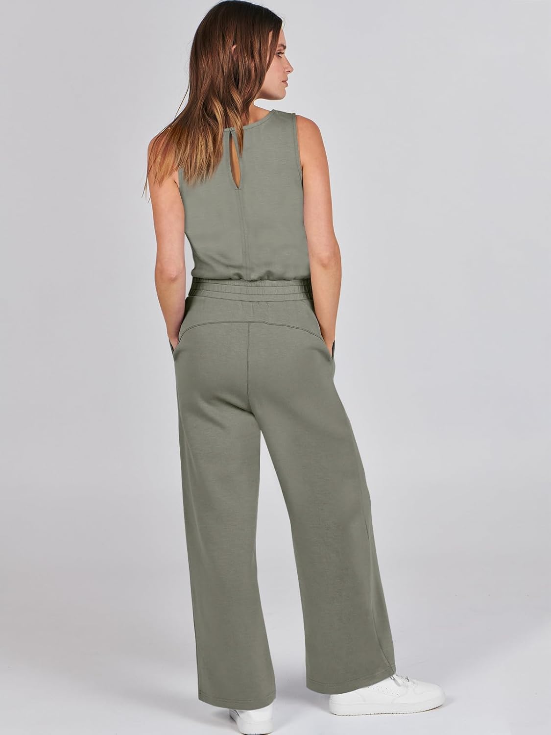 Womens Jumpsuits 2025 Casual Summer Dressy Romper Sleeveless Wide Leg Long Pants Outfits Fashion Travel Clothes
