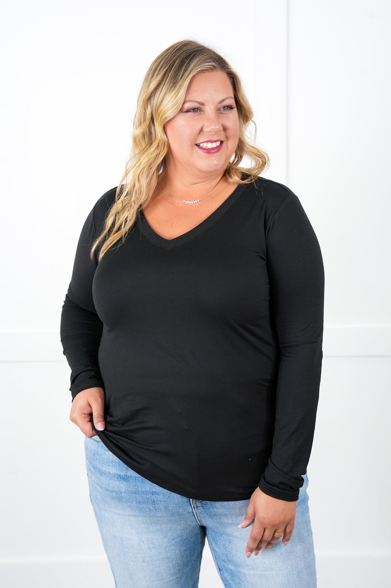 Microfiber Long Sleeve V-Neck Tee (Multiple Colors)