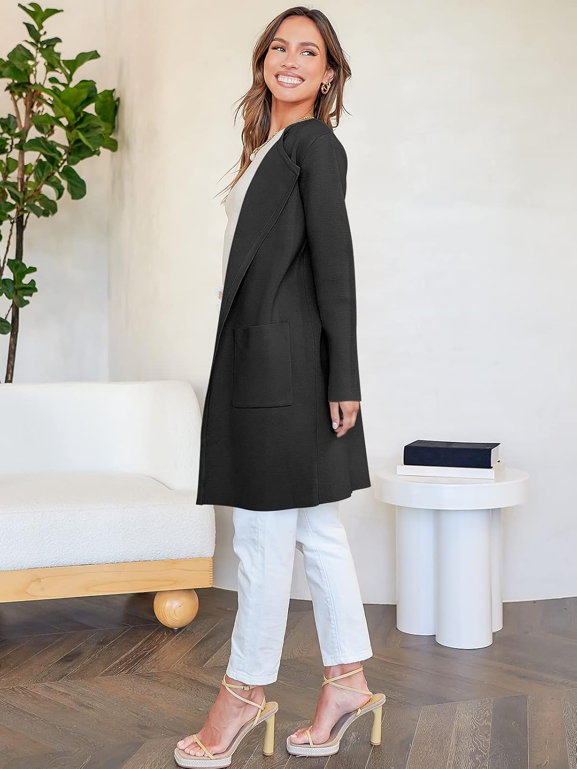 Women's Open Front Knit Lightweight Cardigan Casual Long Coatigan Sweater Lady Jacket Coat 2025 Fall Outerwear