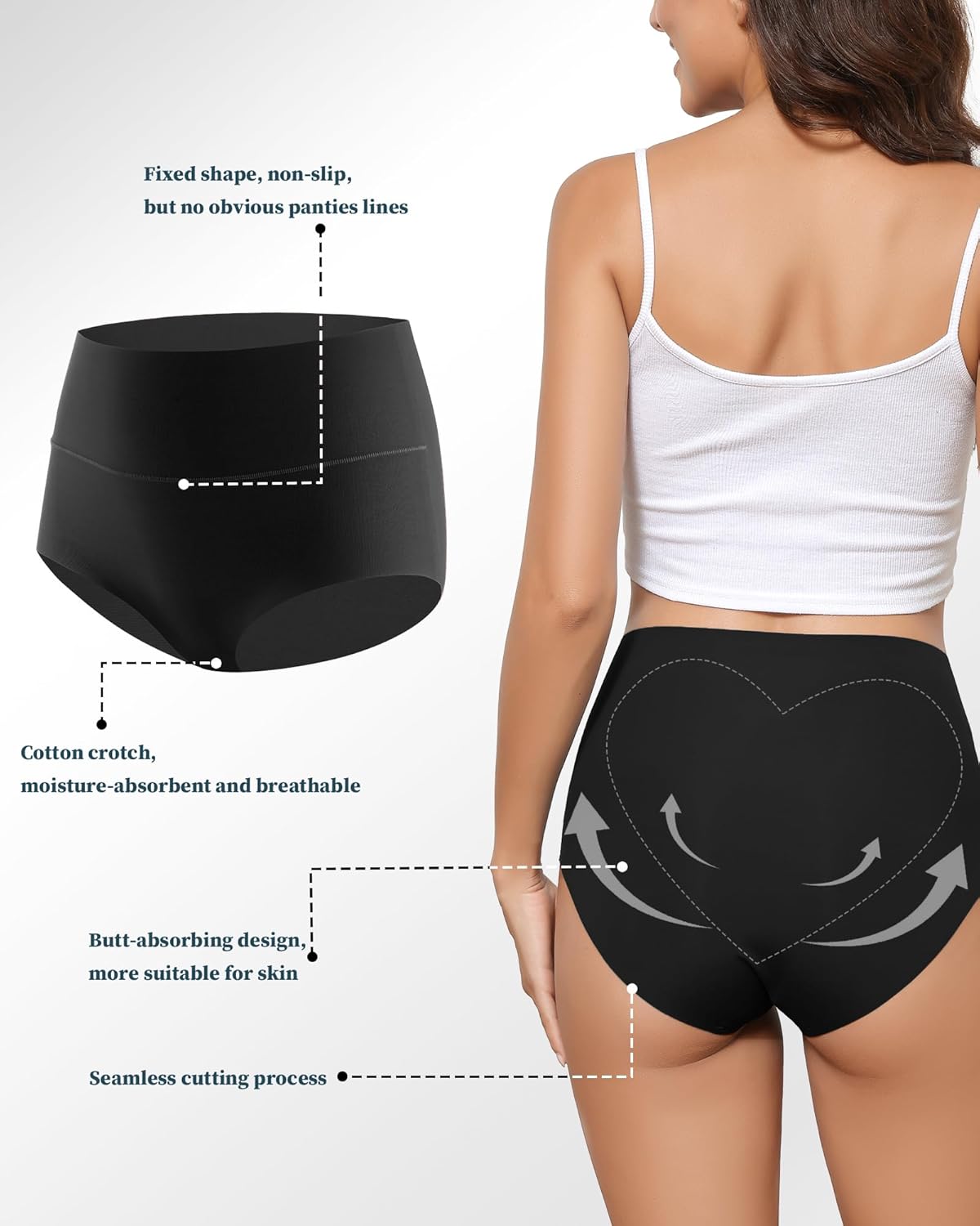 Women's High Waist Seamless Underwear Full Coverage Brief No Show Panties Sexy Comfortable Pantie Multi Pack L-8XL