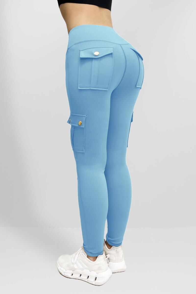 Cargo Leggings with Pockets for Women, Gym Workout Scrunch Butt Lifting Tummy Control High Waisted Womens Yoga Pants