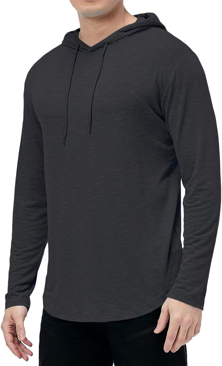 MANSDOUR Men's Athletic Hooded Shirts Long Sleeve Workout Sport Hoodie Casual Running T Shirt Quick Dry Pullover Top