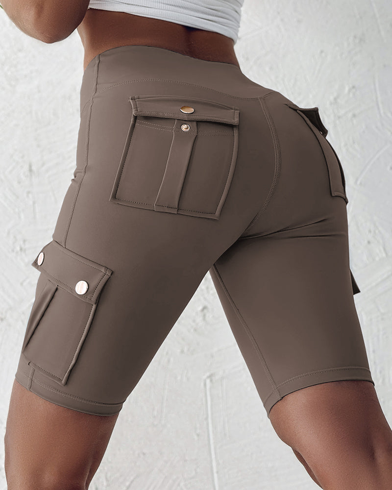 🔥High Waist Butt-Lift Biker Shorts with Pocket Flap 🔥