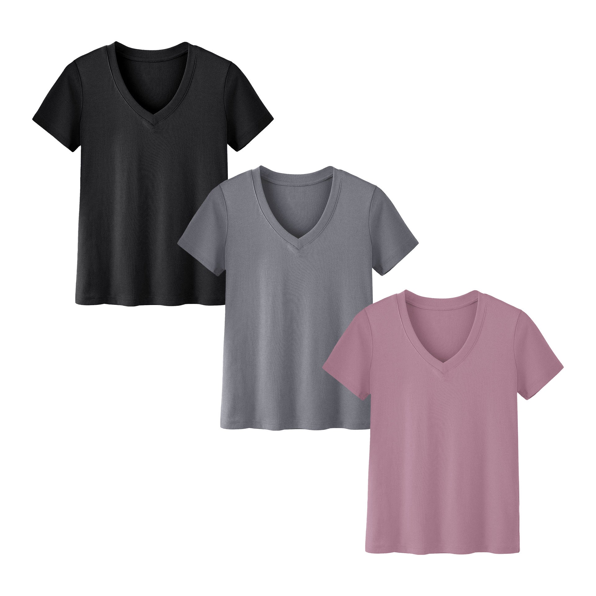 Womens 10 Pack T-Shirts Basic Short Sleeve V Neck Tops - Plus Size Fashion Loose Fit Lightweight Casual Summer Clothes Lady Comfort