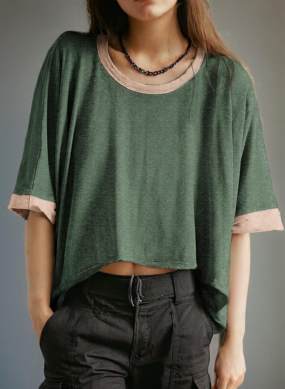 Dokotoo Summer Shirts 2025 Womens Solid T Shirts for Women Loose Oversized Tops Basic Tee