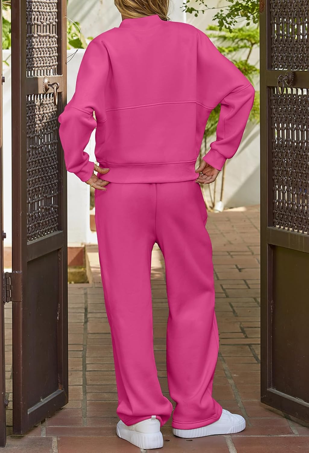 Christmas Deals Women's Fall 2 Piece Sweatsuits Set Long Sleeve Zip Up Sweatshirt Wide Leg Sweatpants Lounge Sets