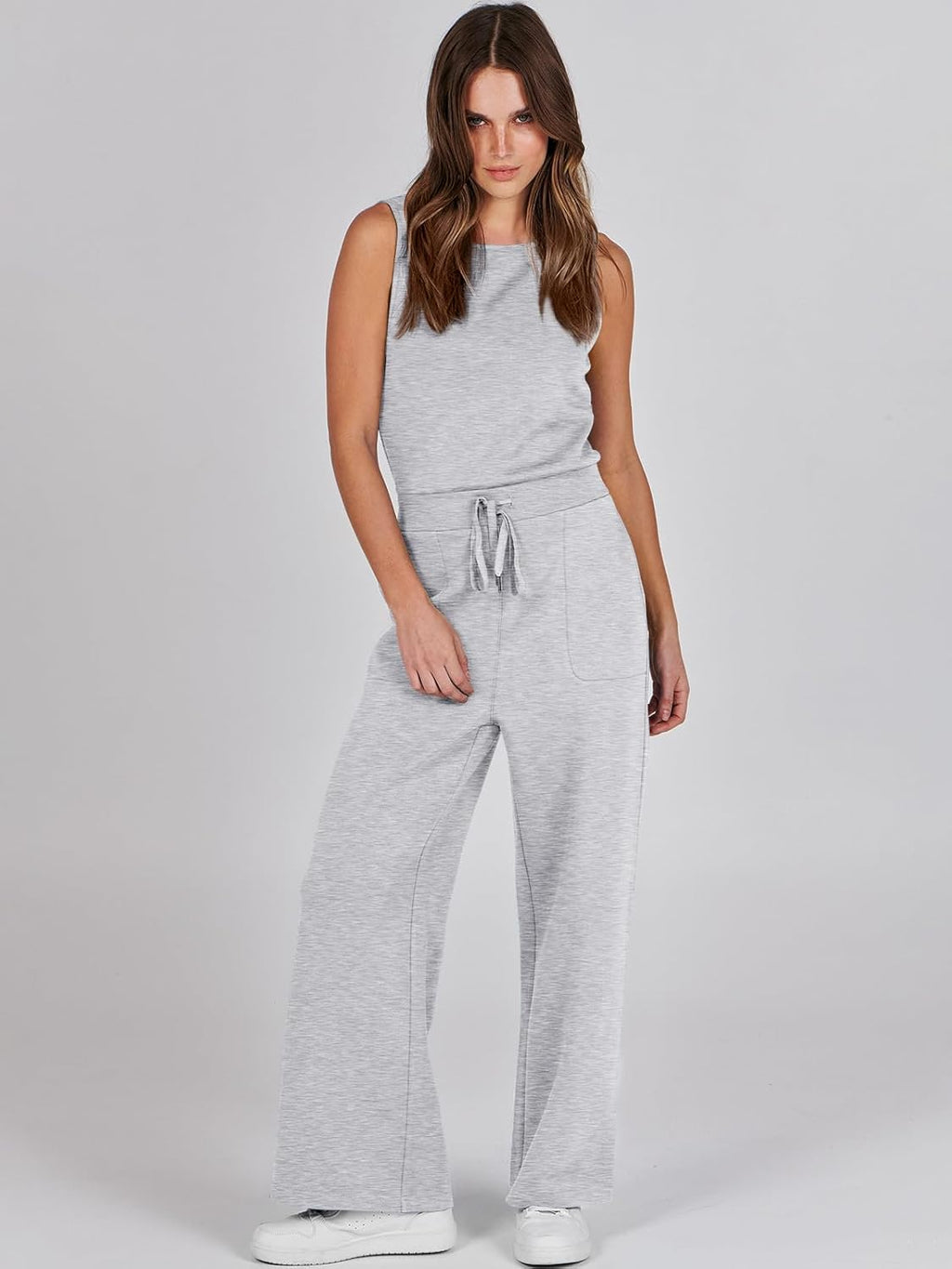 Womens Jumpsuits 2025 Casual Summer Dressy Romper Sleeveless Wide Leg Long Pants Outfits Fashion Travel Clothes