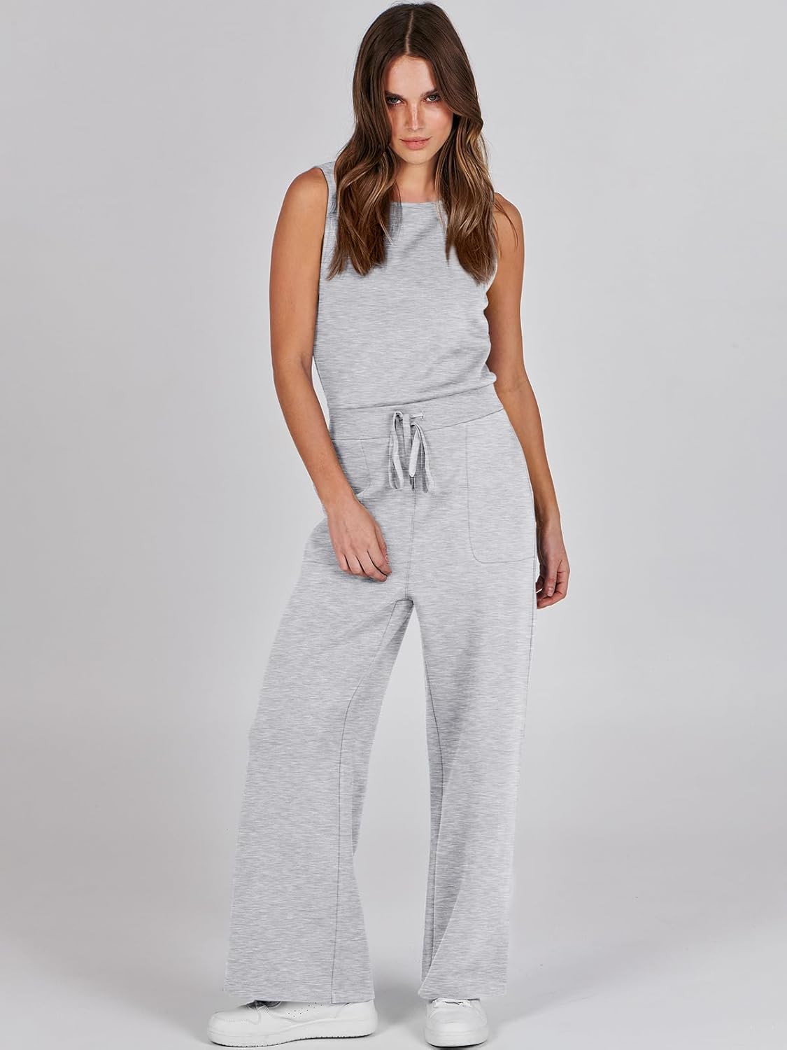 Womens Jumpsuits 2025 Casual Summer Dressy Romper Sleeveless Wide Leg Long Pants Outfits Fashion Travel Clothes