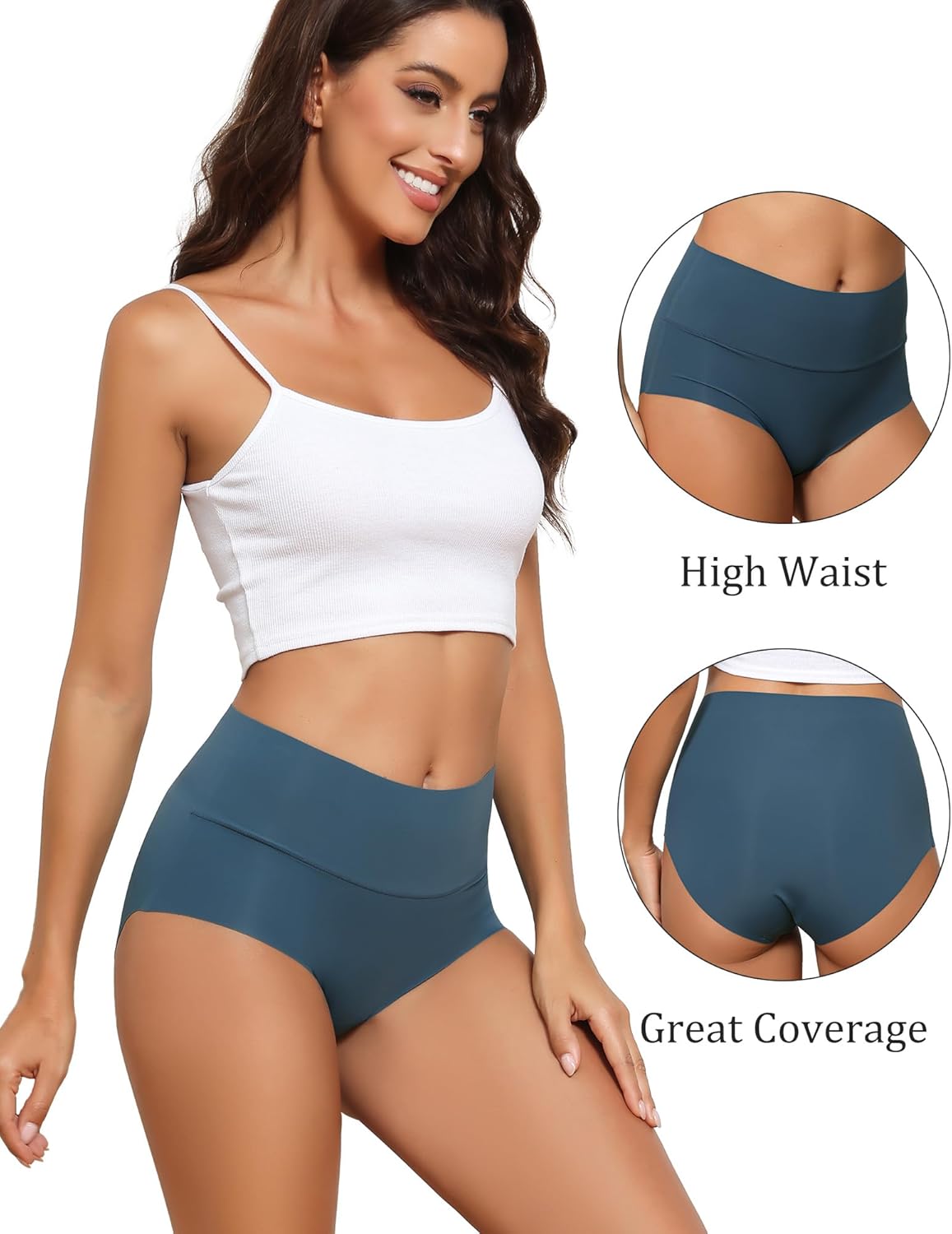 Women's High Waist Seamless Underwear Full Coverage Brief No Show Panties Sexy Comfortable Pantie Multi Pack L-8XL