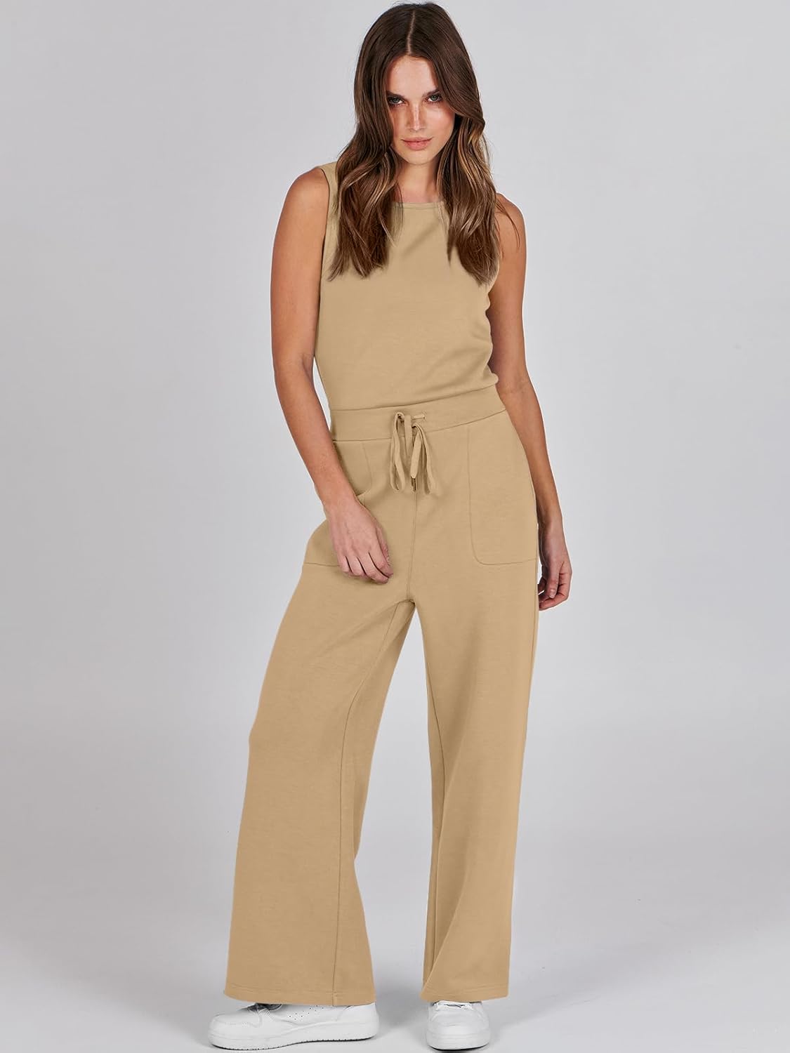 Womens Jumpsuits 2025 Casual Summer Dressy Romper Sleeveless Wide Leg Long Pants Outfits Fashion Travel Clothes