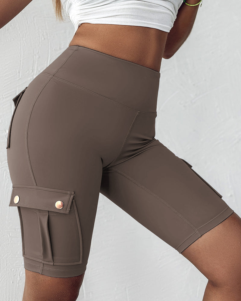 🔥High Waist Butt-Lift Biker Shorts with Pocket Flap 🔥
