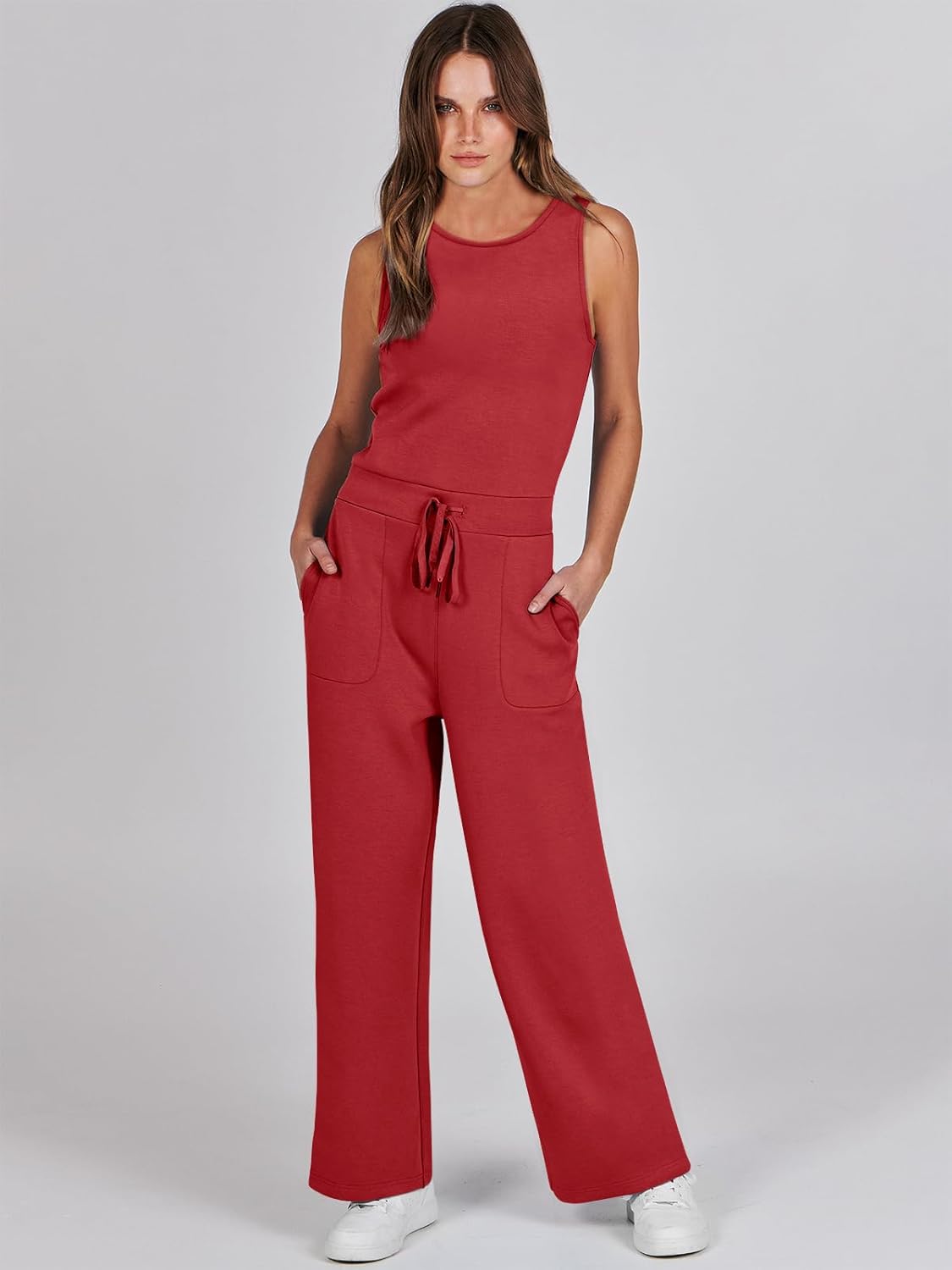 Womens Jumpsuits 2025 Casual Summer Dressy Romper Sleeveless Wide Leg Long Pants Outfits Fashion Travel Clothes